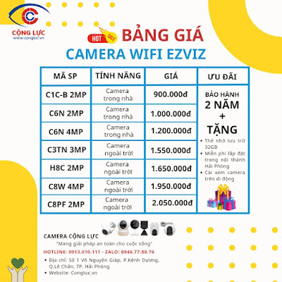 bảng giá camera ip wifi ezviz mới nhất