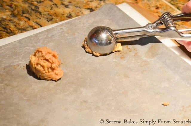 Apple Pie Oatmeal Cookie Dough on baking sheet.