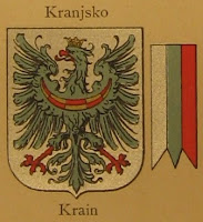 Armas e cores da Carniola em Städte-Wappen von Österreich-Ungarn nebst den Landeswappen und Landesfarben (1885), de Karl Lind (imagem disponível no website da Društvo Heraldica Slovenica).