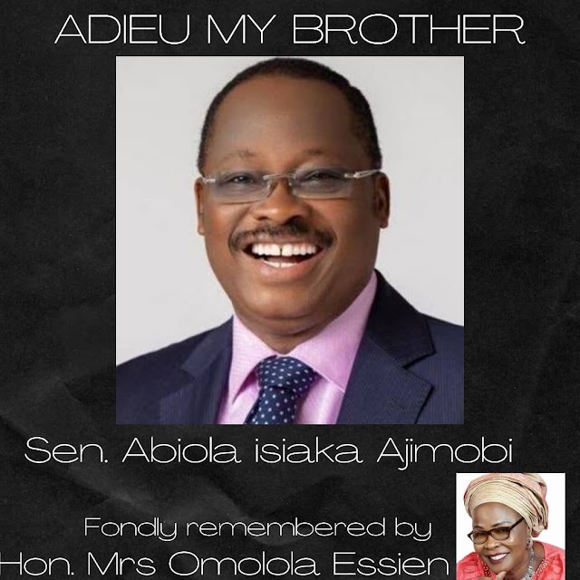 HONOURABLE MRS OMOLOLA ESSIEN CONDOLES WITH THE AJIMOBI FAMILY AND THE GOOD PEOPLE OF OYO STATE