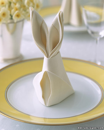 Bunnyfolded linen napkins It 39s the perfect mix of kitch and elegance for 