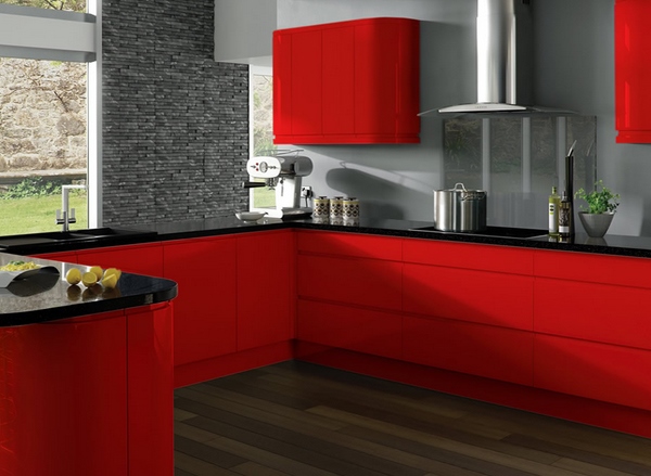 Desain Dapur Modern Warna Merah Rancangan Desain Rumah 