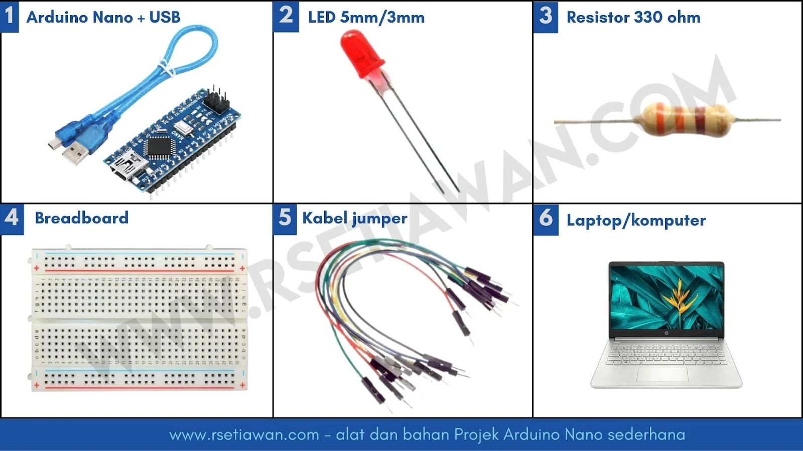 Persiapan alat dan bahan program Arduino sederhana