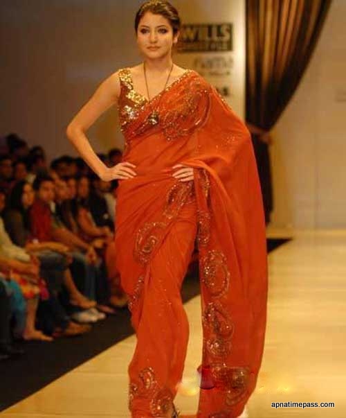 Anushka Sharma in Orange Saree at Fashion Show