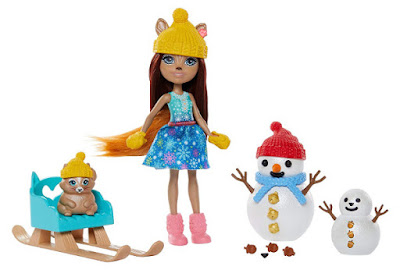 ENCHANTIMALS - Guerra de muñecos de nieve : Muñeca Sharlotte Squirrel & ardilla Walnut | Mattel | TOY - JUGUETE OFICIAL | Snowman Face-Off