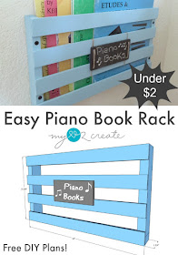 Easy to follow Free plans on How to build a piano book rack!  Perfect for all those kids piano books!