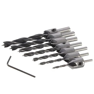 Drill Bit Countersink HSS Carpentry 5 Flute Wood Carpentry Chamfer Milling 7pcs HSS 5 Flute Countersink Drill Bit Set Carpentry Reamer - Woodworking