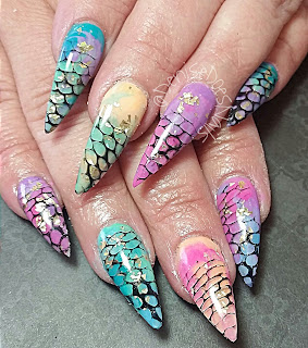 neon stiletto nails