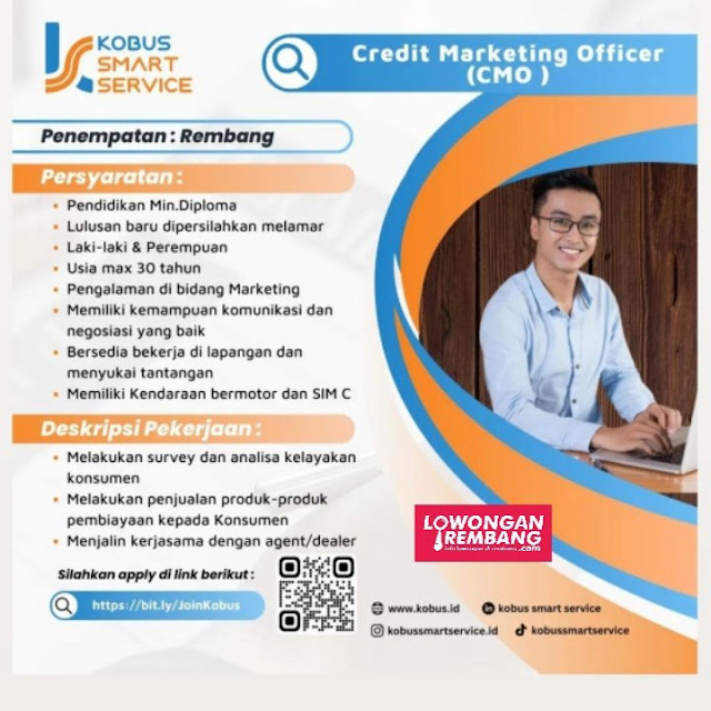 Lowongan Kerja Pegawai Credit Marketing Officer Kobus Smart Service Rembang