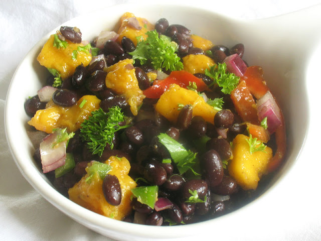 Black Bean Salad with Fresh Mango with Chaat Masala Dressing