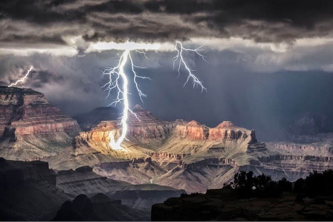 Grand Canyon, epic lightning. - These Epic Thunderstorms Will Inspire You To Stay Inside Today.