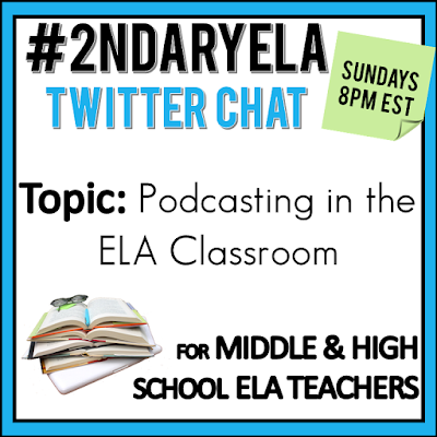 Join secondary English Language Arts teachers Sunday evenings at 8 pm EST on Twitter. This week's chat will be about teaching podcasts in the ELA classroom.