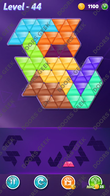 Block! Triangle Puzzle Expert Level 44 Solution, Cheats, Walkthrough for Android, iPhone, iPad and iPod