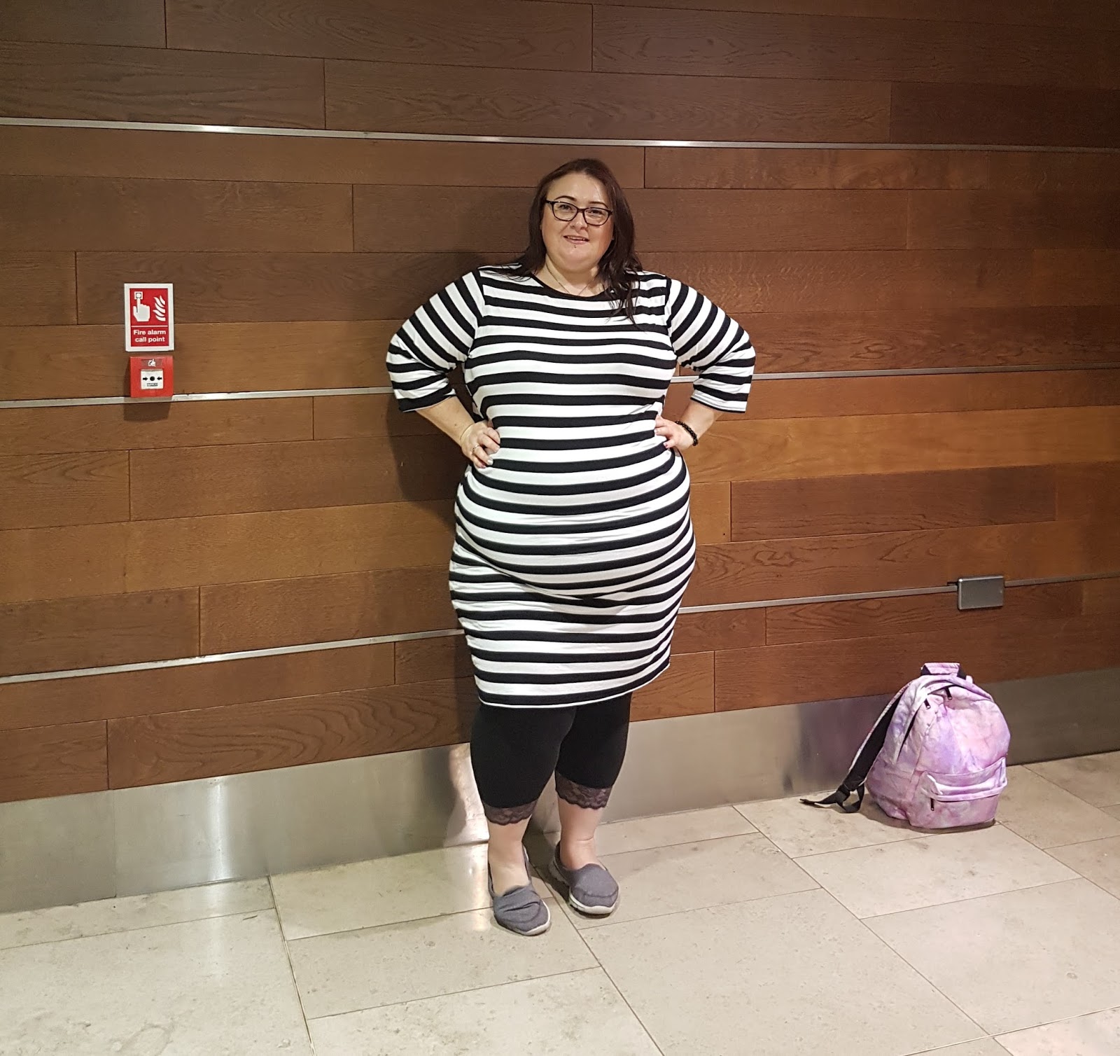 Fat girl in horizontal stripes