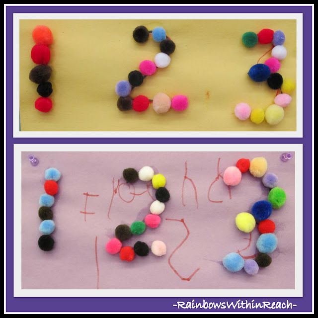 photo of: Math Art Project: Numerals from PomPoms from Math Round-Up by RainbowsWithinReach