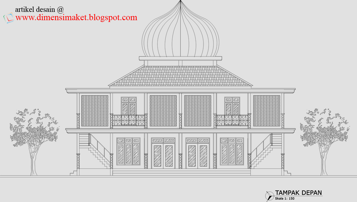 Desain Masjid Musholla 003 Contoh Gambar Desain Musholla 2 Lantai