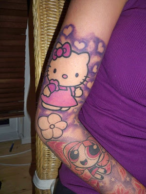 girls kitty tattoo arm ideas