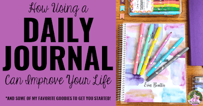 Photo of Erin Condren Journal with text, "How Using a Daily Journal Can Improve Your Life."