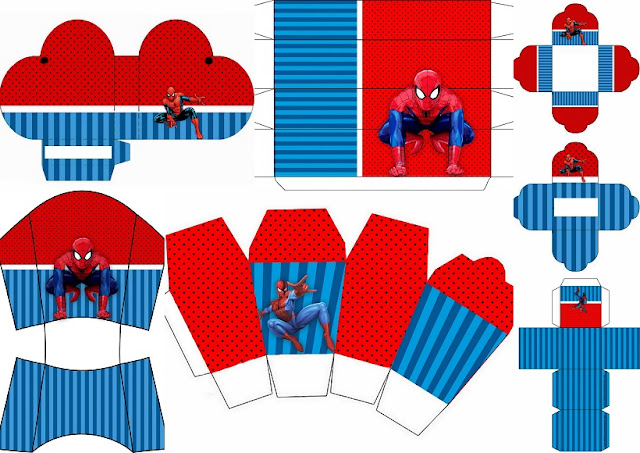 Fiesta de Spiderman: Cajas para Imprimir Gratis.