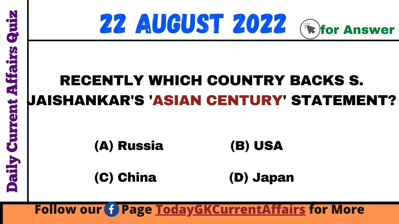 Today Top Current Affairs on 22nd August 2022