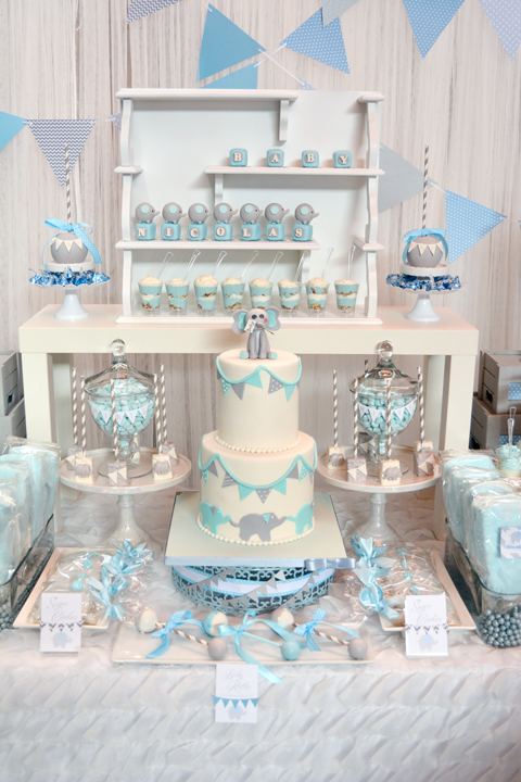 Baby Blue and Gray Elephant Baby Shower