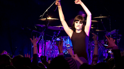 Jessie J, working the crowd, performing live in New York, 2010.