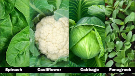 green leafy vegetables like Spinach, Cauliflower, Cabbage, Fenugreek are great sources of iron