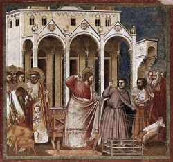 Jesús expulsa a los mercaderes del templo. Giotto di Bondone (1304-1306)