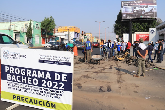 Arranca Gobierno Cholula programa de bacheo intensivo en la cabecera municipal