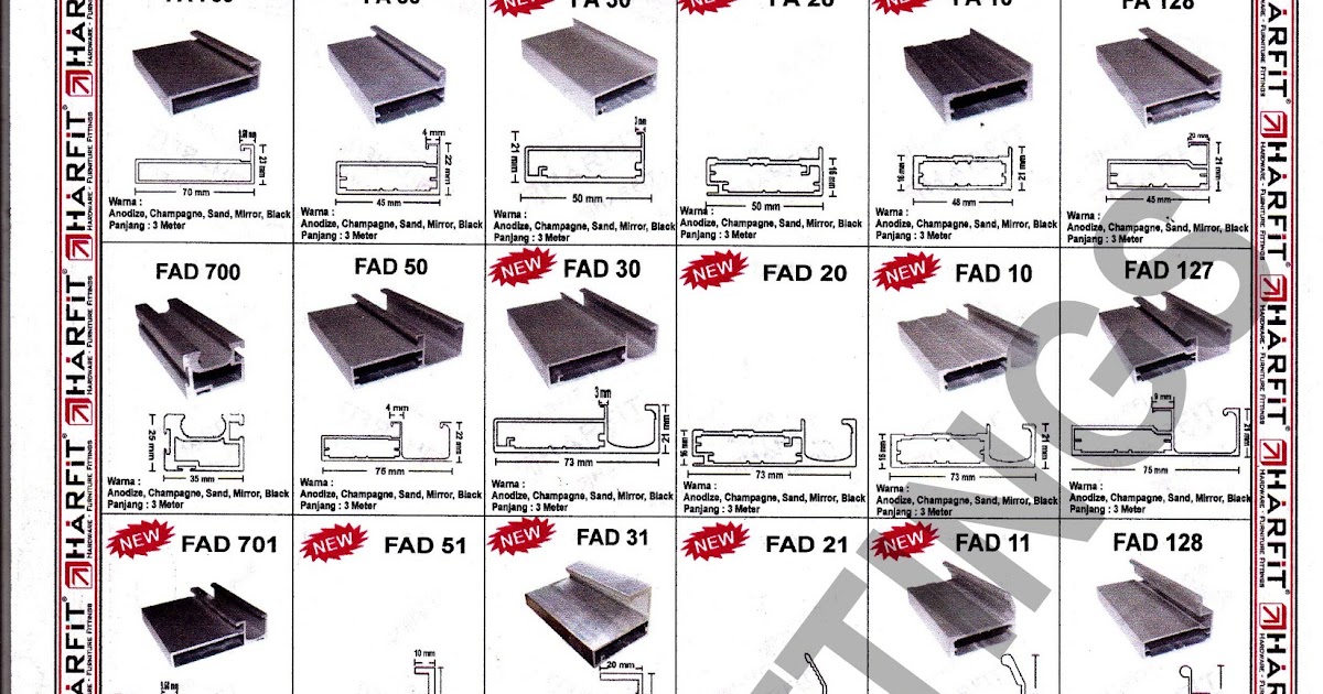 Profil Aluminium Frame Harfit Lintang Fittings