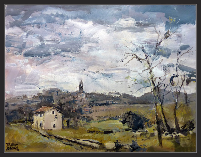 GARGALLÀ-PINTURA-VALL D'ORA-PAISATGES-POBLES-SOLSONÉS-CATALUNYA-PRIMAVERA-CAMPS-NÚVOLS-CEL-PINTURES-PINTOR-ERNEST DESCALS