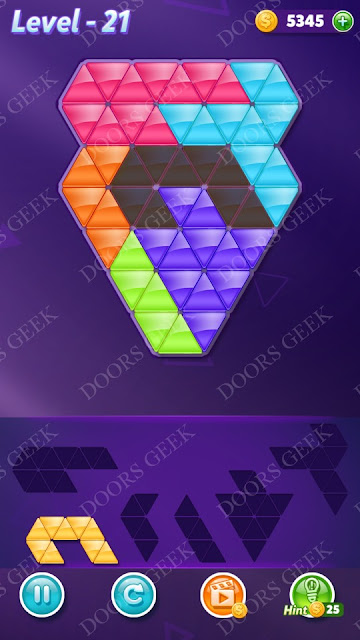 Block! Triangle Puzzle Intermediate Level 21 Solution, Cheats, Walkthrough for Android, iPhone, iPad and iPod