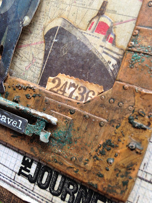 Sara Emily Barker http://sarascloset1.blogspot.com/ Where to Go Mixed Media Card #timholtz #stampersanonymous #sizzixalterations #rangerdistress #ideaololgy 5