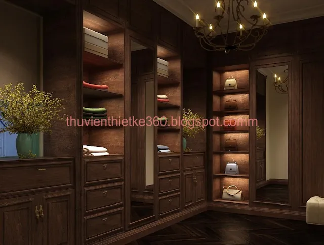 Bản vẽ CAD bổ kỹ thuật nội thất liền tường biệt thự phong cách indochine