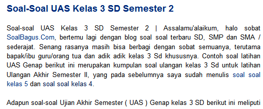 Berikut ini penulis sajikan Soal UlanganYang kami Susun Bagi Pembaca   soal uas sd kelas 3 semester 1