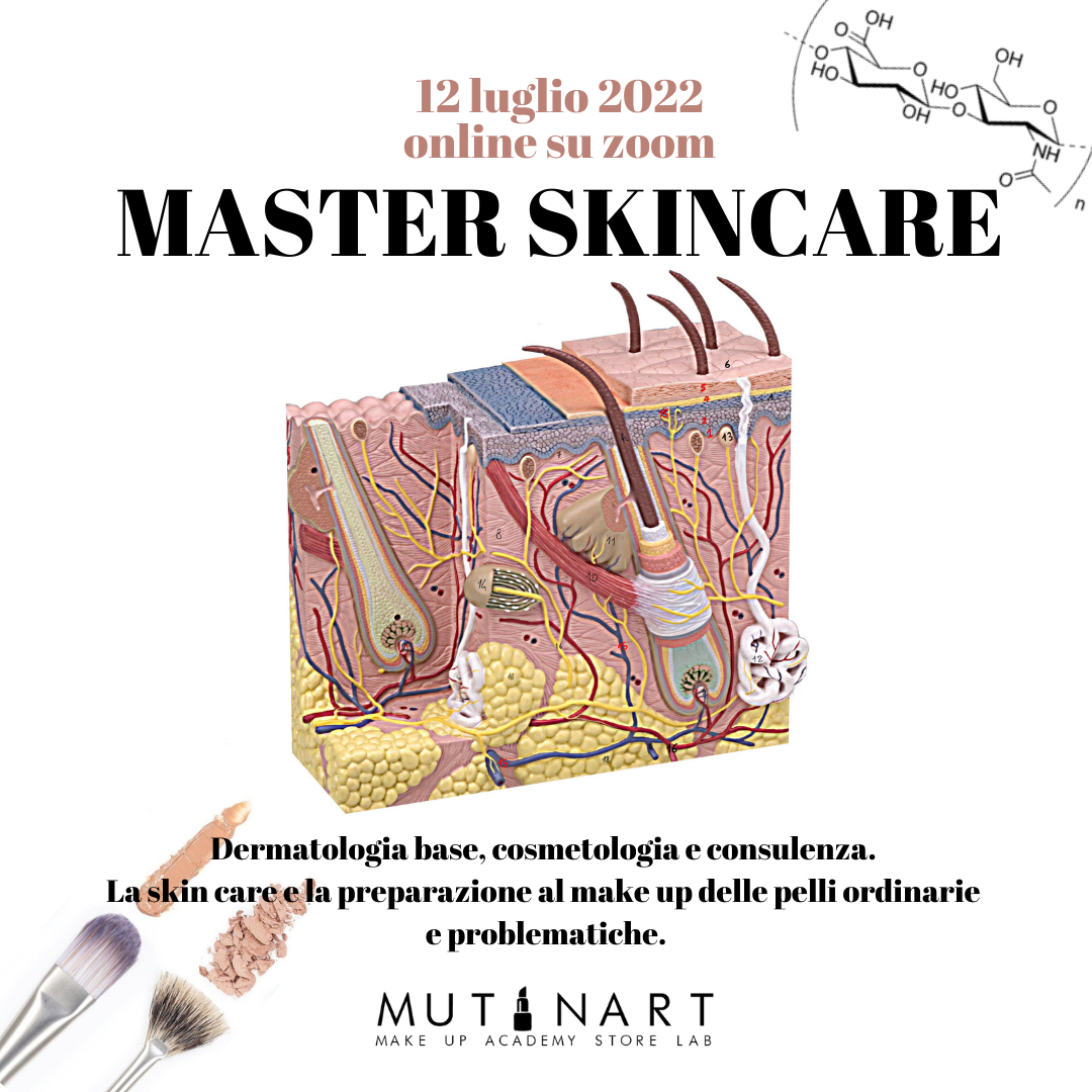 Master Skincare • Dermatologia base, cosmetologia e consulenza. La skin care e la preparazione al make up delle pelli ordinarie e problematiche. Corso di cosmetologia e preparazione per Make Up Artist e Beauty Consultant di profumeria e farmacia.