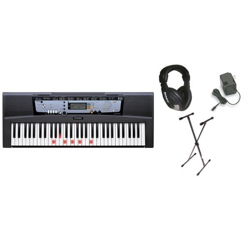 Yamaha EZ-200 61 Full-Sized Touch Sensitive Lighted Keyboard Bundle