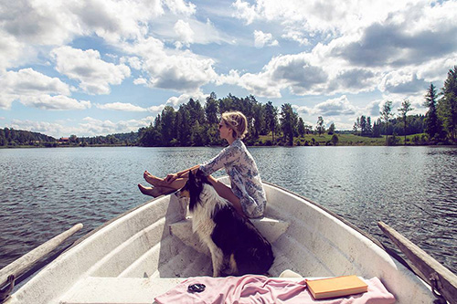 Lake, Boat and Dog
