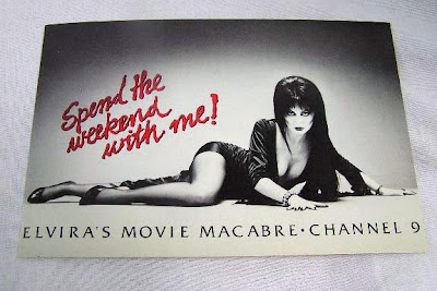 close up of Elvira Official Fan Club postcard