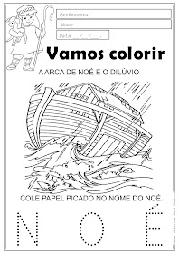 Desenho da Araca de Noé e o dilúvio para colorir