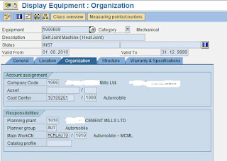 SAP Plant Maintenance Equipment 