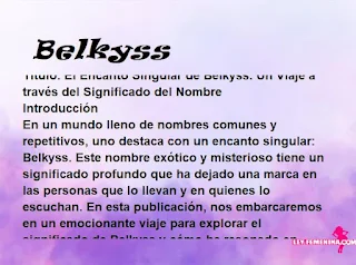 significado del nombre Belkyss