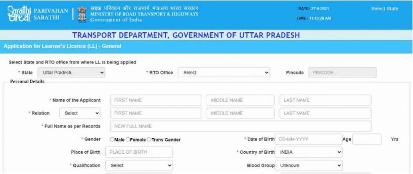 Learner's Licence Application Form