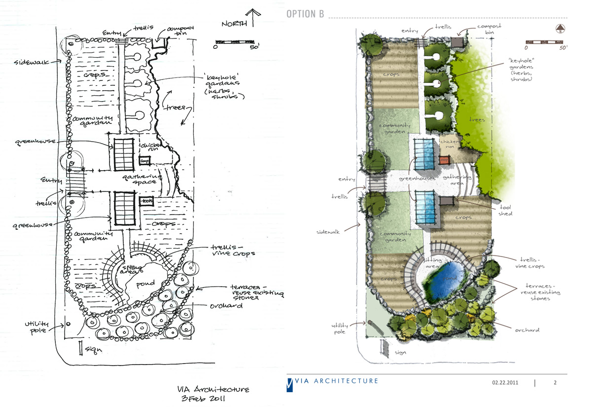 Hand Rendered Site Plans