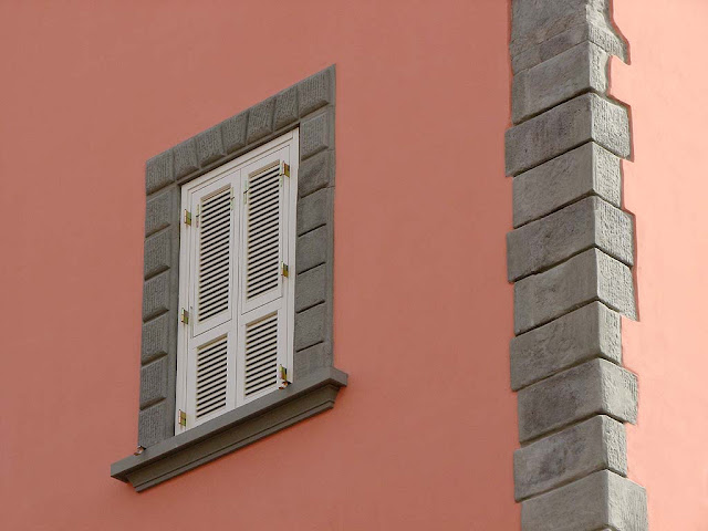 White window shutters on a pink wall, Livorno