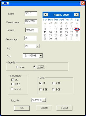 Dialog Based Application Source CS1255 VISUAL PROGRAMMING LAB Output Screen shot