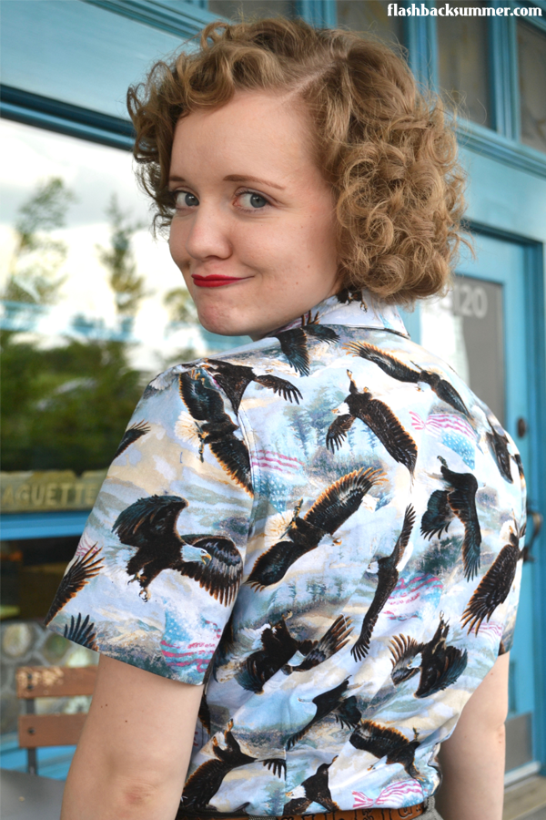 Flashback Summer: 'Merica Eagle Muslin - 1940s button down blouse shirt outfit