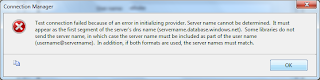 Test Connection failed because of an error in initializing provider.  Server Name cannot be deteremined.  It must appear as the first segment of the server's dns name (servername.database.windows.net.)