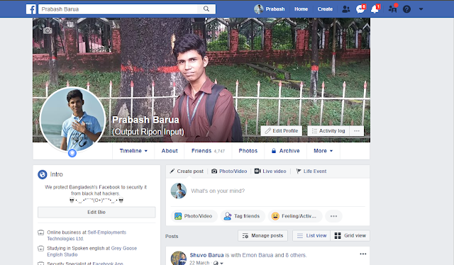 My facebook profile & page
