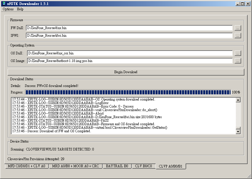 Unbrick Zenfone xSTFK Downloader Progress